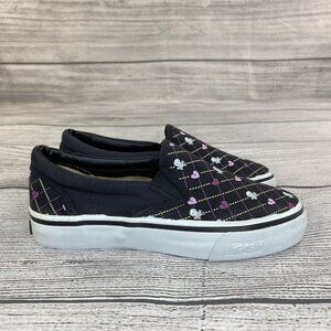 Harsh Slip On Sneakers Girls Size 3 Skull Bones & Broken Heart Shoes - NEW